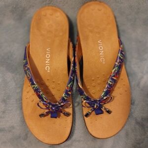 Vionic Floral Flip Flop Sandals Women’s 11 Orthotic Comfort Thong Multicolor